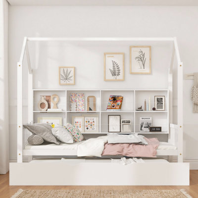Lit de rêve avec lit gigogne et tablette de rangement Playhouse Bed