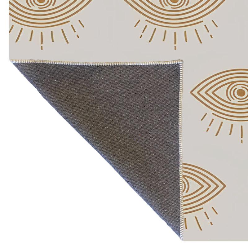 Tapis décoratif moderne à motif d'oeil beige, Tapis de couloir 3 pi 9,81 po x 6 pi 6,74 po