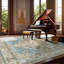 Tapis multicolore beige transitionnel en laine Oushak-127701353