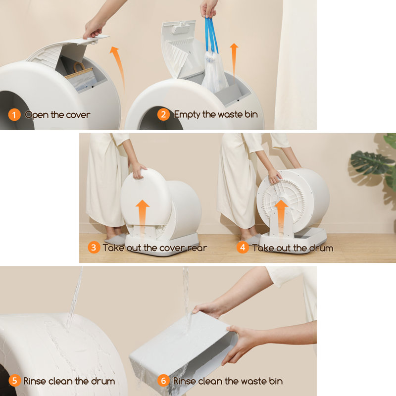Upgraded Smart Automatic Cat Litter Box with Mat & Liner for Multi Cats, Advanced Safety System/Self Cleaning/Odour Control/APP Control