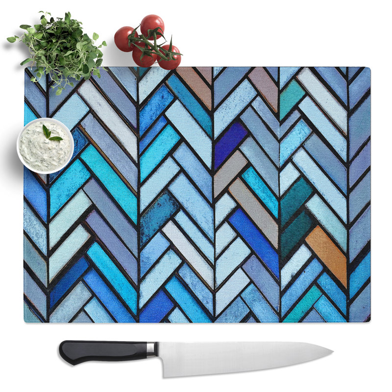 Herringbone Pattern Vol.1  Glass Chopping Board