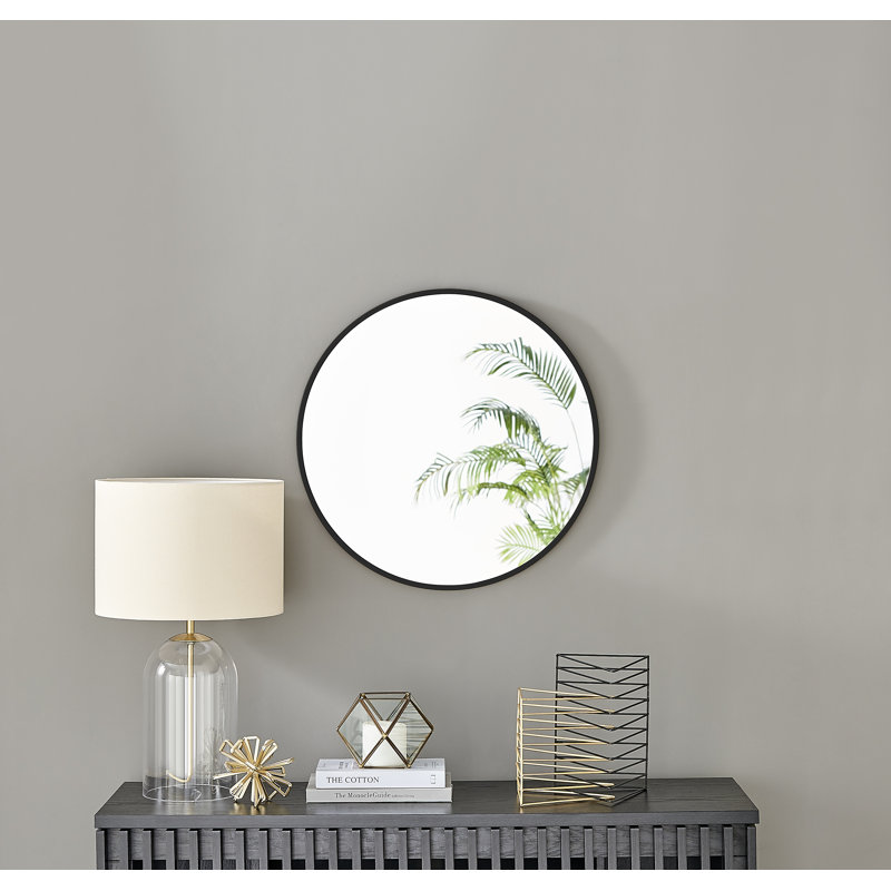Miroir mural Alcantera, 28,3 po x 28,3 po, Noir