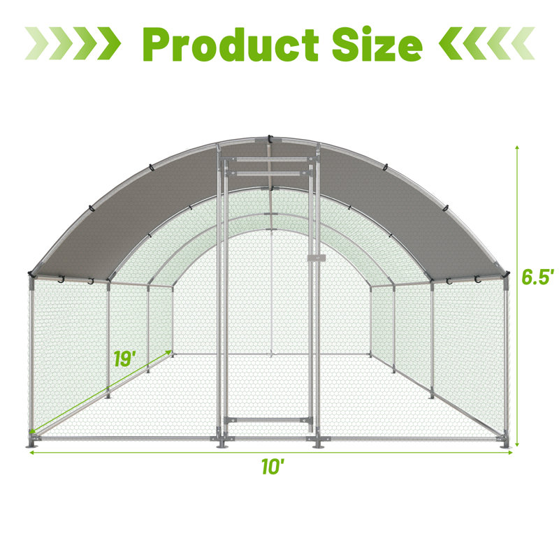 Grande cage à poules en métal pour poulailler avec cage imperméable et anti-ultraviolet, H 78 po x l 120 po x P 228 po