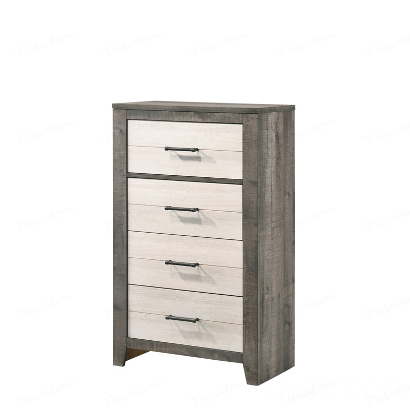 Commode à deux tiroirs avec commode et poignées en métal