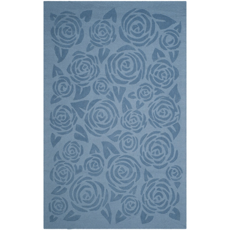 Block Rose Martha Stewart Hand Tufted Wool Floral Rug, Rectangle 5' x 8'