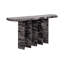 Console en marbre cannelé et bois pour entrée ou hall - Style contemporain et étroit, idéale pour un corridor ou un coin salon - 137 cm, noir et gris