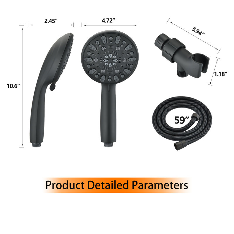 Rain Handheld Shower Head 1.8 GPM GPM, Matte Black 