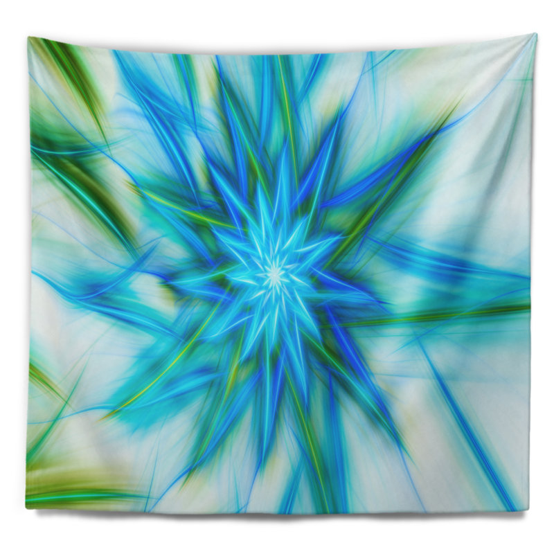 Tapisserie à étoile brillante bleue abstraite, H 50 po x l 60 po