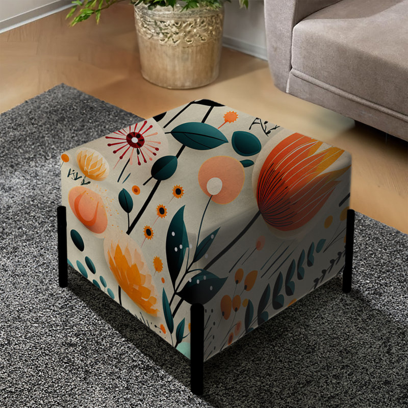 Motif floral contemporain multicolore - repose-pieds carré floral