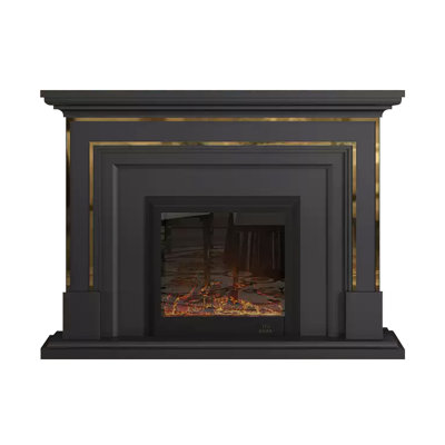 Black Solid Wood Freestanding Fireplace