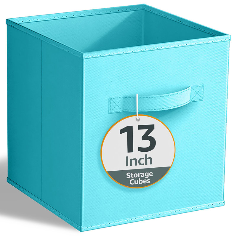 13 pièces grands cubes de rangement pliables avec poignées 1 pièce, turquoise, Turquoise