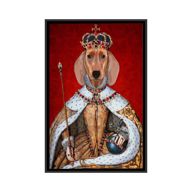 « teckel grand ii », peinture sur toile tendue Fab Funky, H 26 po x l 18 po x P 1,5 po, Toile avec cadre noir, Pas de tapis