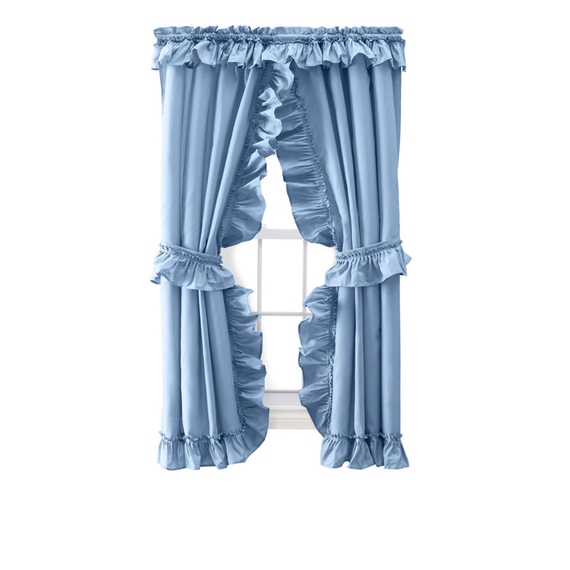 Ellis Cotton Blend Semi Sheer Curtain Pair, 27" W x 63" L, Slate