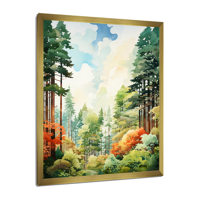 «Redwood Shimmering Tree Heights II», impressions sur toile, H 20 po x l 12 po x P 1 po, Cadre photo doré