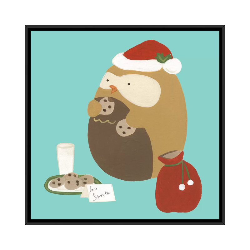 « happy owlidays ix », reproduction d’impression sur toile tendue, H 18 po x l 18 po x P 1,5 po, Toile avec cadre noir