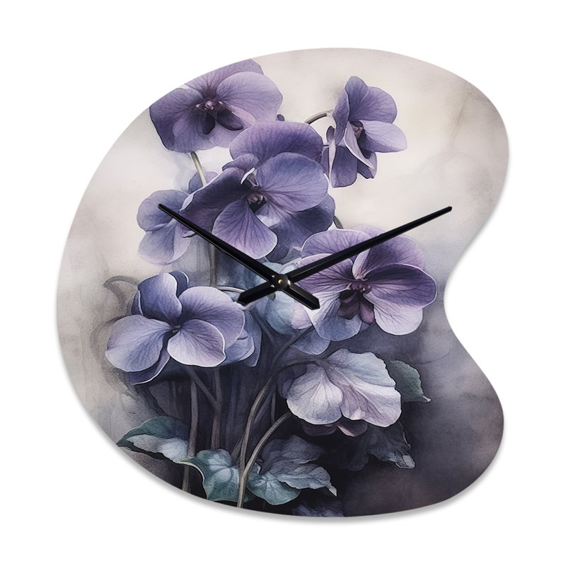 Mauve, gris, violettes, rêve II - horloge murale en métal, Grand