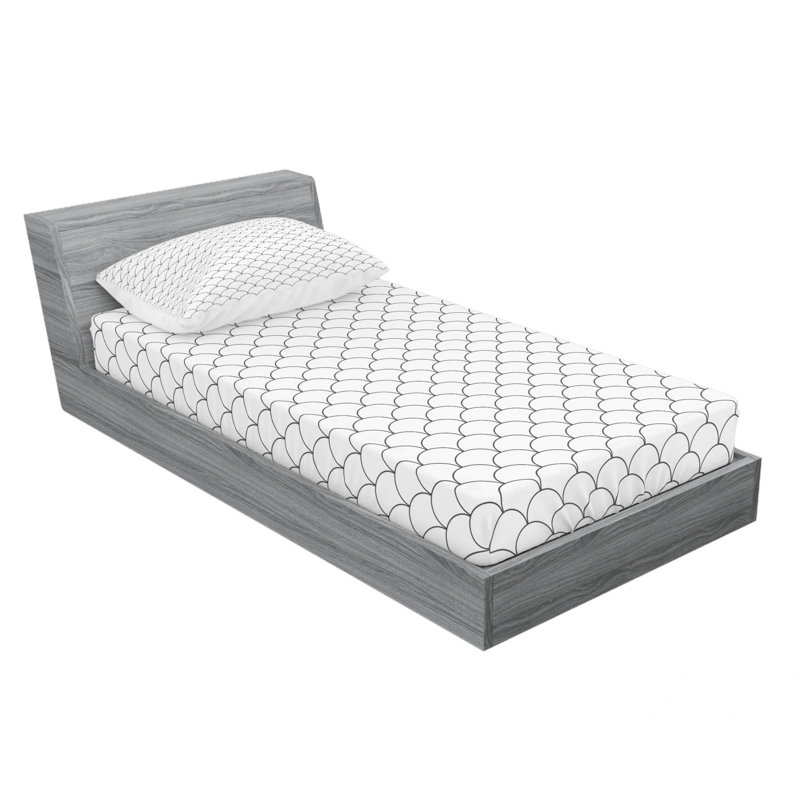 Microfiber Sheet Set, Twin XL Sheet Set with Fitted Sheet, White/Black, Geometric