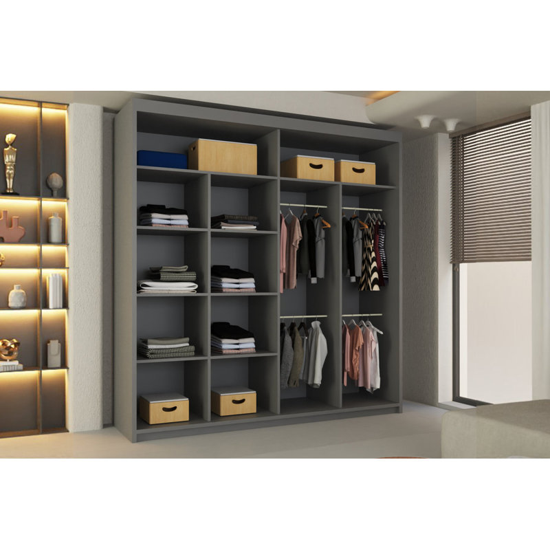 Higham 2 Door Wardrobe, 217cm H x 203cm W x 62cm D, Grey