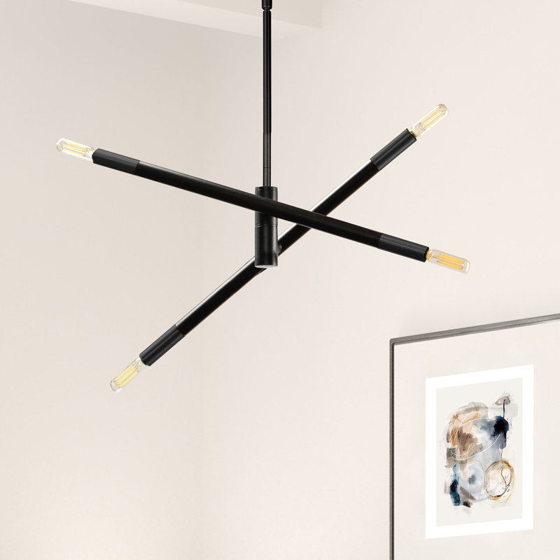 Luminaire suspendu 4 lumières Annisa, Noir mat