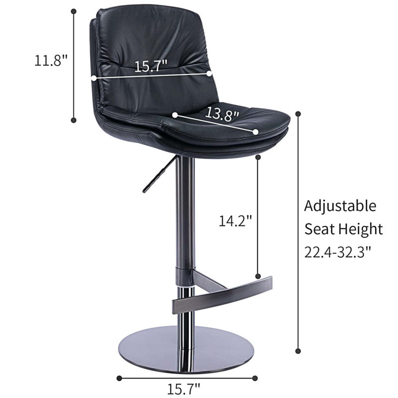 Tabouret de bar pivotant à 360 degrés, Noir