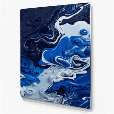 Art abstrait abstrait en métal bleu 6