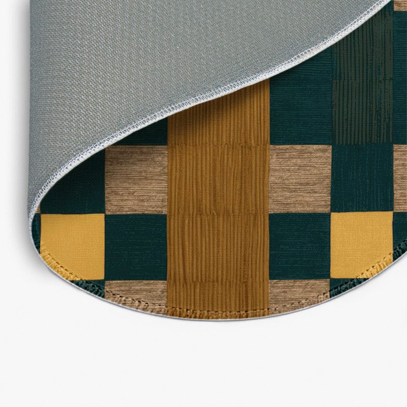 Tapis d'intérieur et d'extérieur à carreaux brun, Rond 5 pi