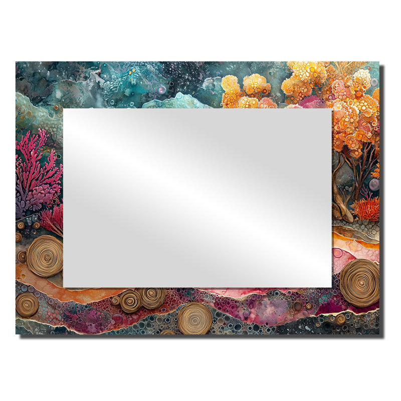Abstrait raie abstraite dans un aquarium, collages colorés II - art mural moderne miroir décoratif, 24" x 32"