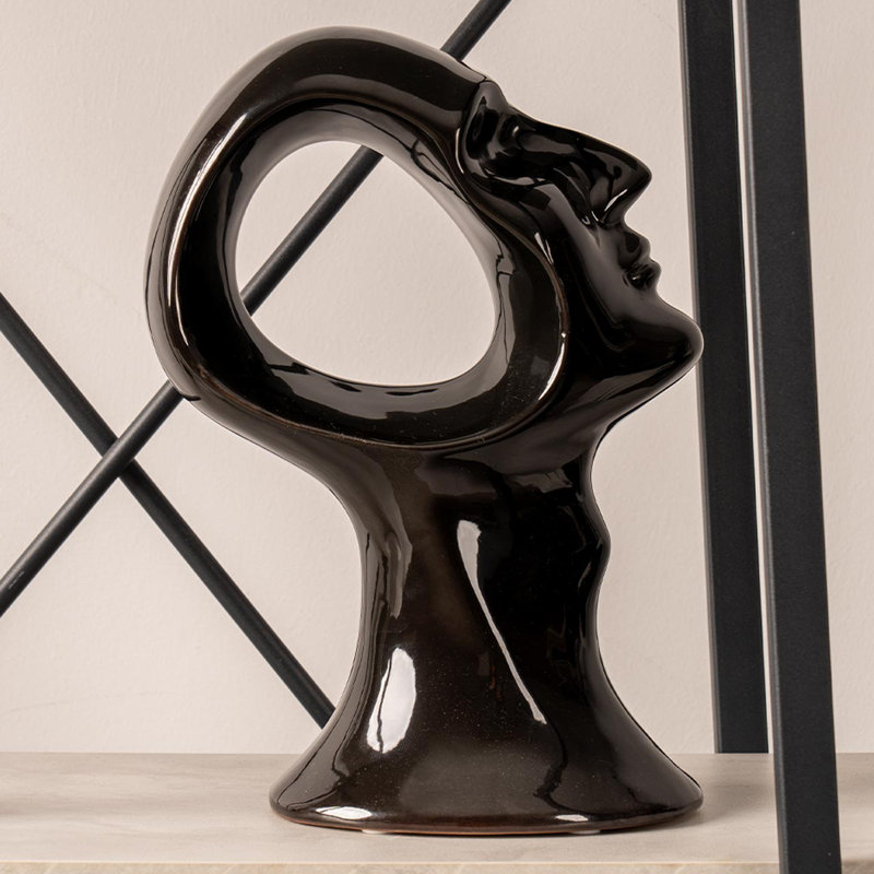 Convery Figurine Human Face Resin Thinker Statue, Modern Accents Home Tabletop Decor