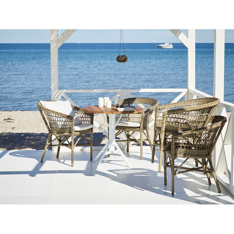 Georgia Garden Outdoor Dining Armchair, Sailcloth Seagull Geometric Sunbrella® Basketweave