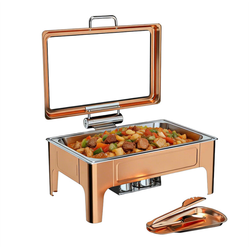 Ensemble de buffet à vaisselle 9 pte rectangulaire en or rose avec pince de service