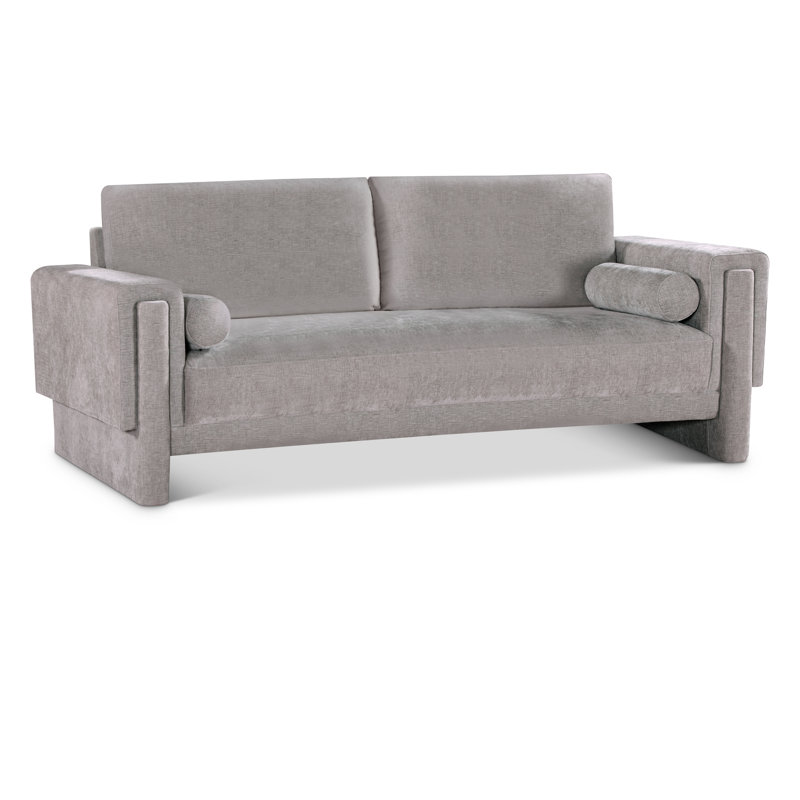 Canapé à accoudoirs carrés 89 po conforme à la norme CAL117 d'Ivanio, Tissu gris chenille