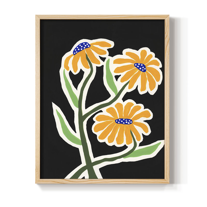 Pop Flowers I, reproduction encadrée - bois massif, H 15 po x l 12 po