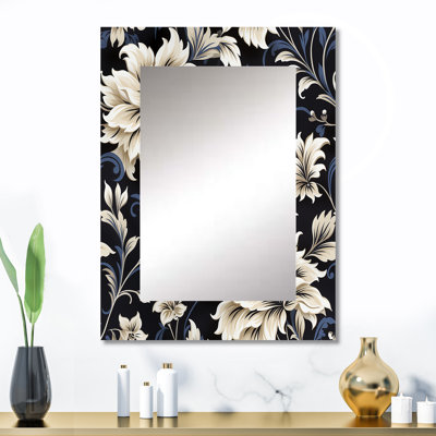 Berlanga bleu foncé fleur beige damassé Breeze