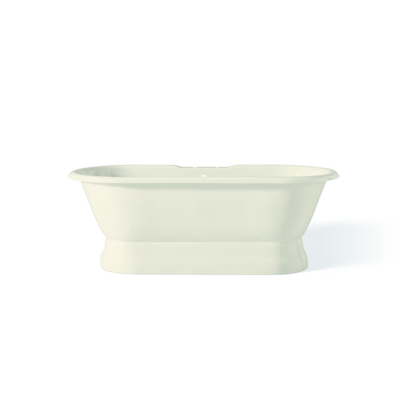 Regal 68'' L Soaking Bathtub, Cast Iron Pedestal Base, White Interior with White Exterior