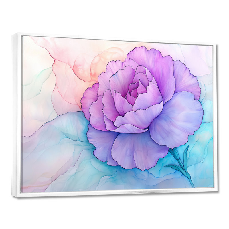 Impression sur toile mauve Harmony Of Carnation Flower I - Carnation, 30" H x 40" W, Floater Framed Print without Mat, White