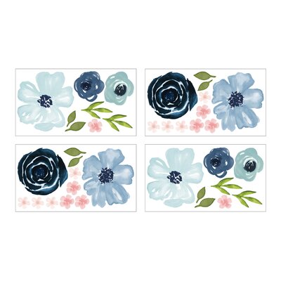 Sweet Jojo Designs Decal-WatercolorFloral-PK-BU