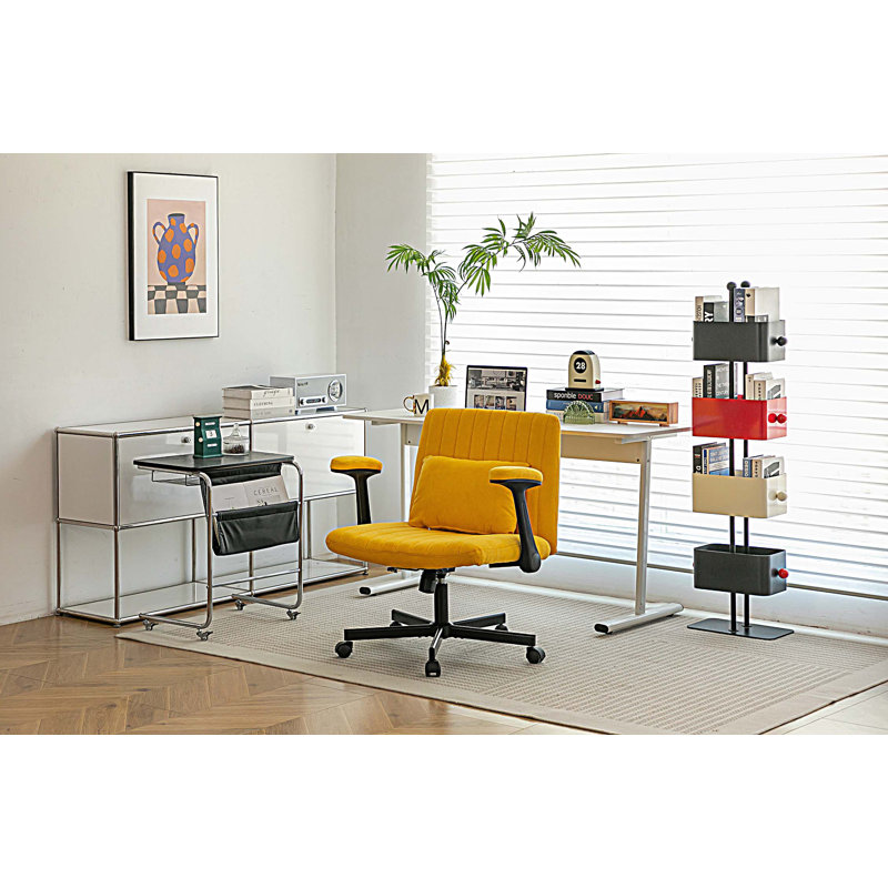 Chaise de bureau moderne avec accoudoirs, chaise de bureau d'ordinateur avec roulettes, Jaune