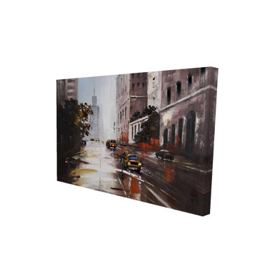 Scène de rue du matin - Toile contemporaine pour la décoration intérieure