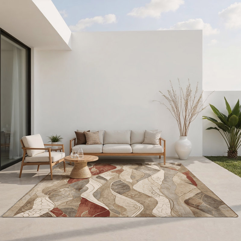 Tapis intérieur et extérieur Echoed Glow, Rectangle 1 pi 6 po x 2 pi 6 po