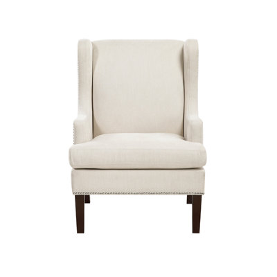 Rossana Accent Wing Armchair, Polyester, Wood, Nailhead
