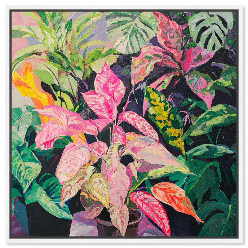 Art Remedy, art tropical brillant sur toile, H 21 po x l 21 po, Cadre flottant blanc