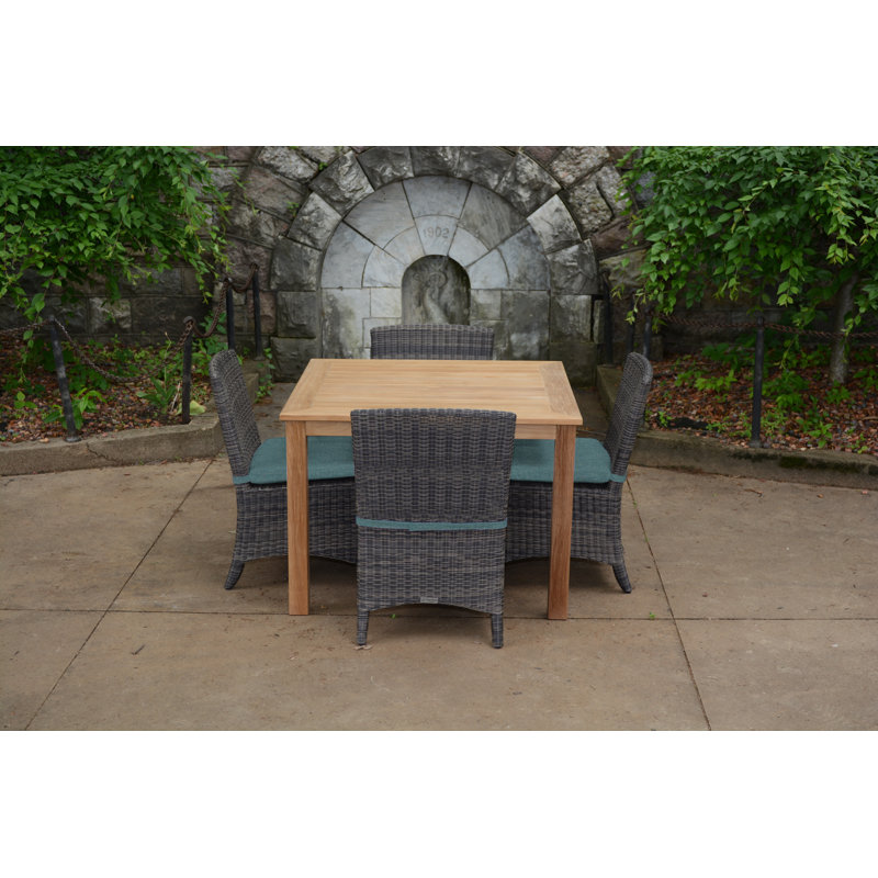 Bella Wicker Armless Outdoor Dining Chair, Cast Lagoon Sunbrella® Plainweave, Brown