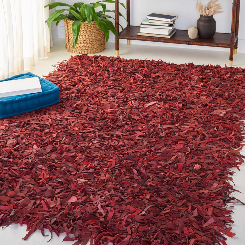 Tapis en cuir tissé à la main Schaefer, Rectangle 5 pi x 8 pi