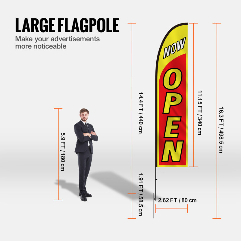 Ensemble de drapeaux en métal double face H 195,6 po x l 31,44 po