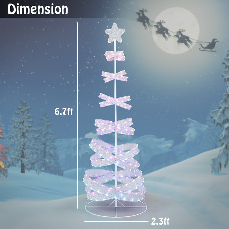 Arbre de Noël en forme de spirale avec lumières artificielles pré-éclairées The Holiday Aisle®