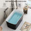 Baignoire de trempage autoportante en acrylique 49 po, baignoire carrée japonaise avec trop-plein, finition intérieure noir brillant 49 po, extérieur chaud
