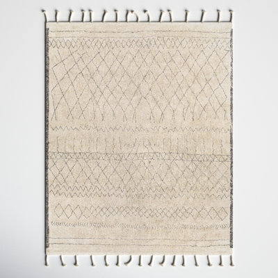 Clover Moroccan Handmade Cotton Gray/Cream Area Rug