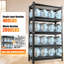 Support de rangement en métal à 5 couches avec hauteur réglable, capacité de 2000 livres pour les garages, les magasins et les pièces, noir, cuisines robustes à hauteur d'assemblage rapide, charge, installation facile