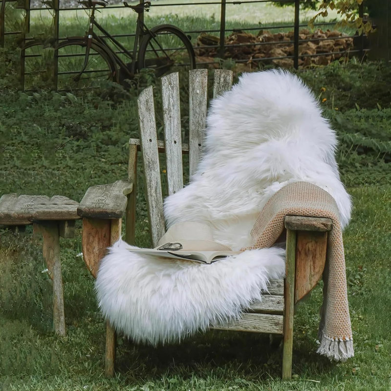 Furry Rug Faux Fur Sheepskin Area Rugs,Cream White High Pile Floor Carpets For Bedroom Shag Plush Carpet, Rectangle 2' x 3'