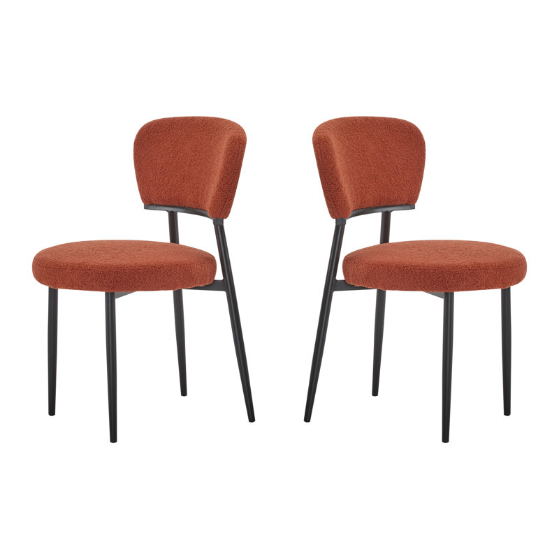 Crossmary Boucle Upholstered Dining Chairs, Orange